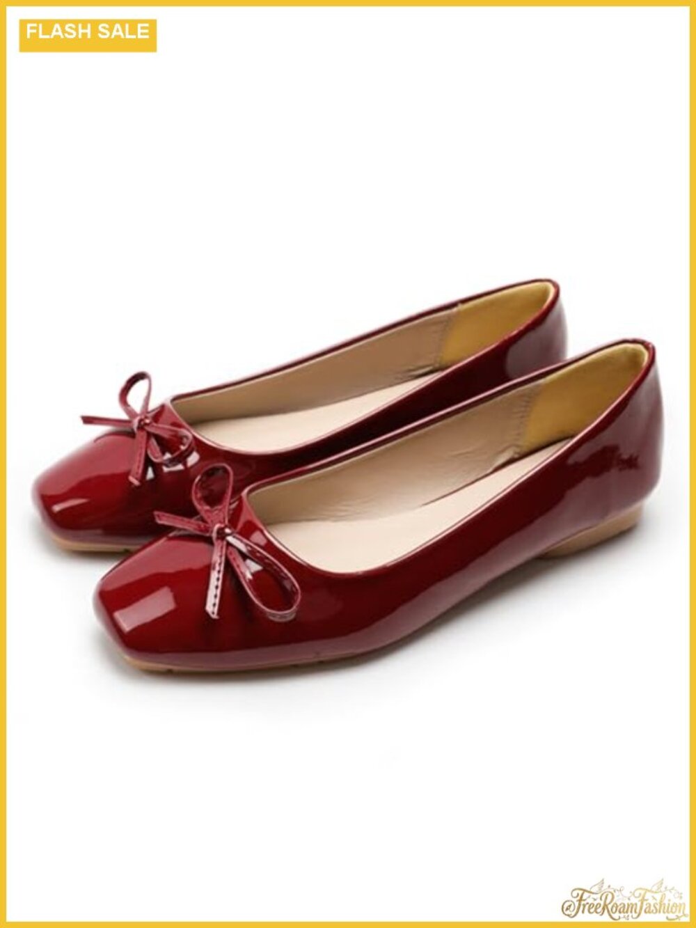 Leather Foldable Ballet Flats Square Toe Comfortable
